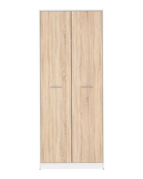 Armario de dos puertas Nepo Plus 80 cm blanco/roble sonoma