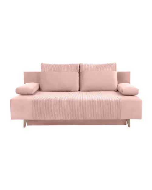 Sofa rozkładana trzyosobowa Leon z pojemnikiem, różowa