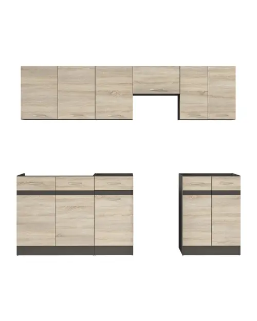 Conjunto de cocina Junona Line 230 cm roble sonoma con encimera