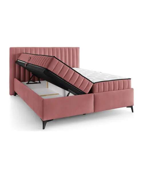 Cama continental Joy 160x200 con contenedores rosa