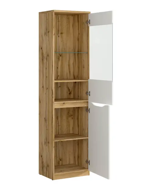 Vitrina Nuis 50 cm con 2 puertas roble wotan/blanco brillo