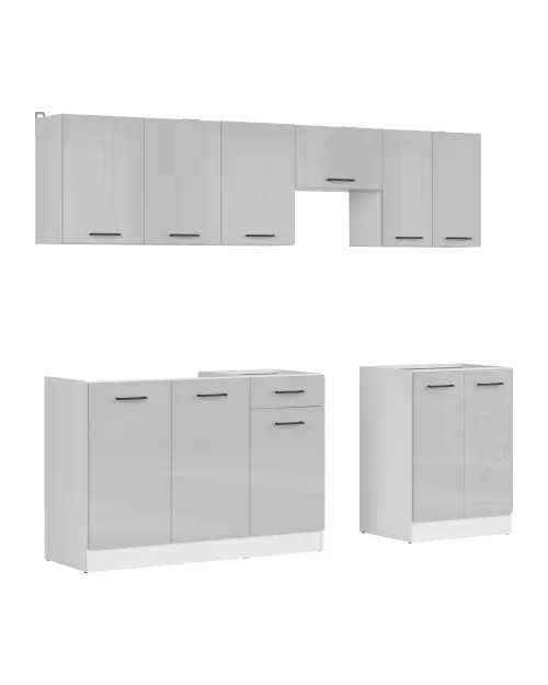 Zestaw kuchenny Junona Line 230 cm jasnoszary połysk bez blatu