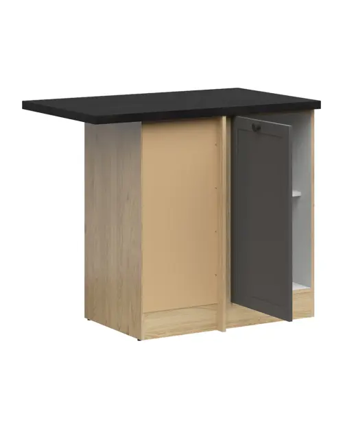 Armario de cocina inferior de esquina Junona Line izquierdo grafito con encimera ocupa el rincón 100x60 cm