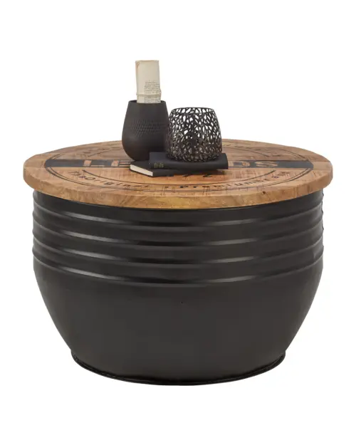 Mesa redonda Lea madera mango/negro