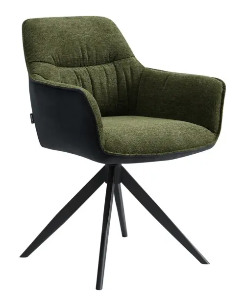 Silla tapizada Akita giratoria verde-negro