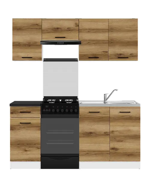 Conjunto de cocina Junona Line 170 cm roble delano claro con encimera