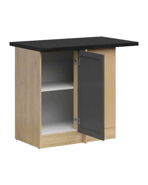 Mueble de cocina bajo de rincón Junona Line derecho grafito con encimera ocupa un rincón de 100x60 cm