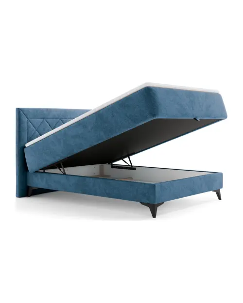 Continental bed Zalea 140x200 with storage blue
