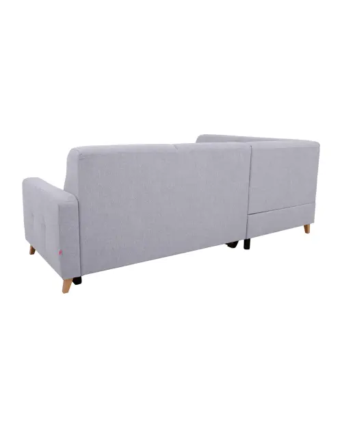 Угловой диван левосторонний Lars раскладной с ящиком серый