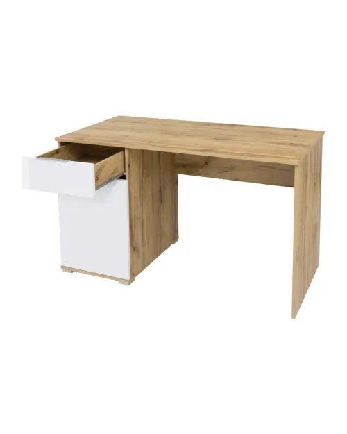 Escritorio Zele 120 cm con puerta y cajón roble wotan/blanco
