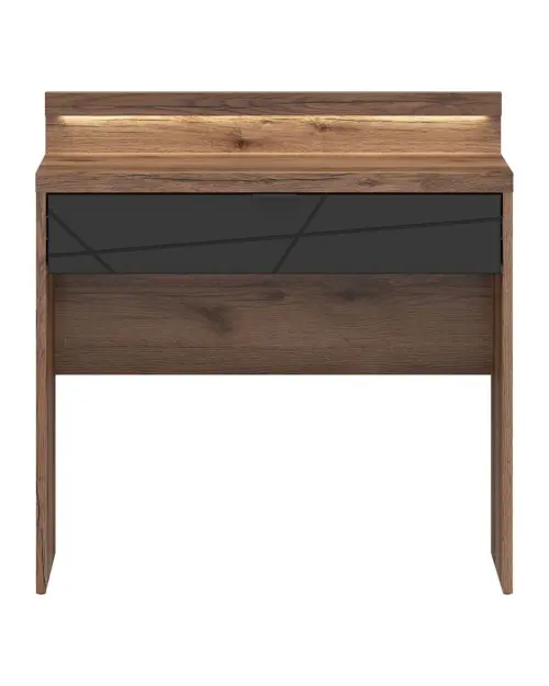 Tocador con iluminación Forn 90 cm con cajón roble delano oscuro/negro