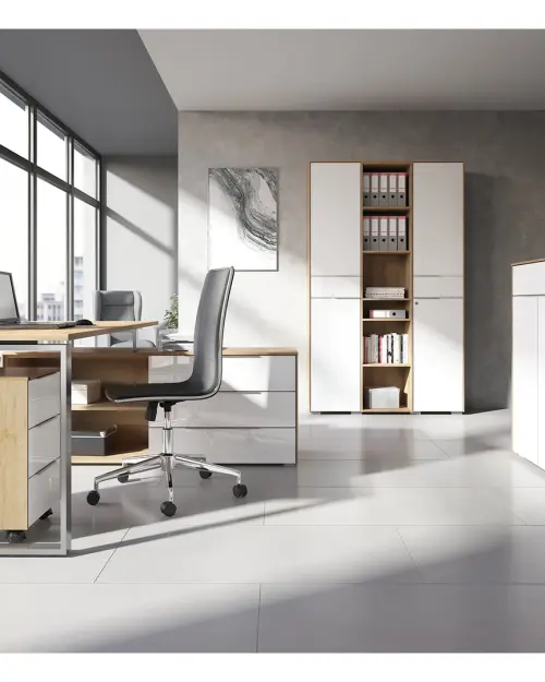 Cómoda Nevada 81 cm con 2 puertas y un cajón roble riviera