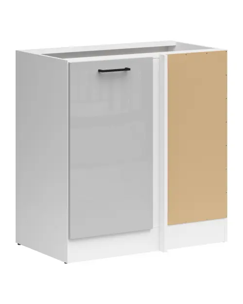 Armario de cocina inferior de esquina Junona Line claro derecha gris claro brillo esquinero 100x60 cm