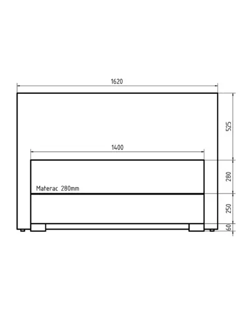 Continental bed Reve 140x200 with storage green