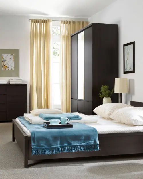 Armario de cinco puertas Kaspian 153 cm con espejo y cajones wenge