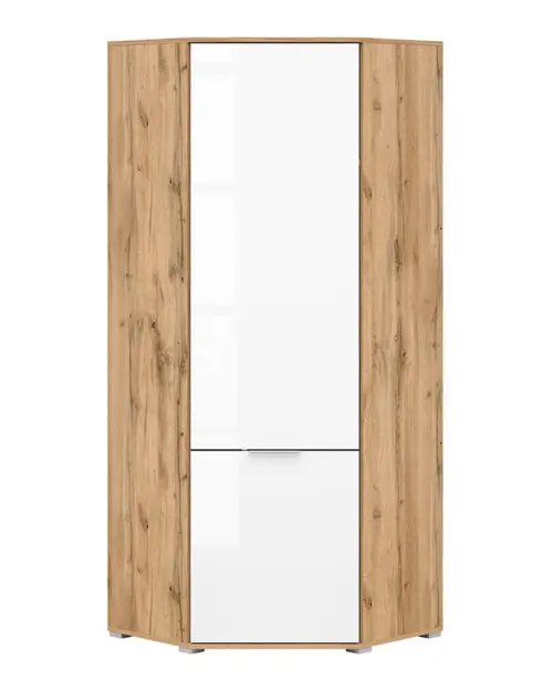 Armario de esquina Zele 78x78 cm roble wotan/blanco brillo