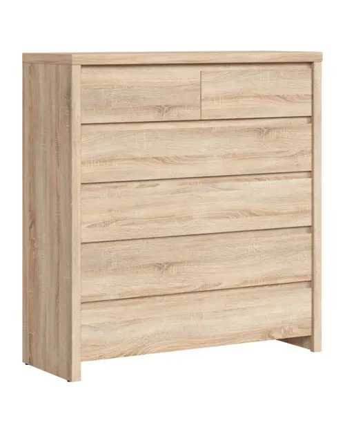 Cómoda Kaspian 105 cm con 6 cajones roble sonoma