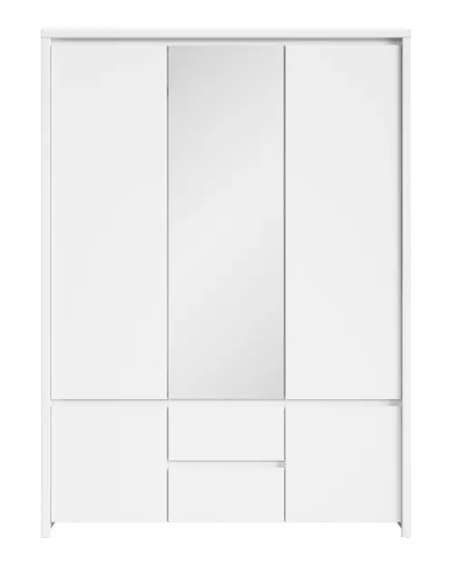 Armario de cinco puertas Kaspian 153 cm con espejo y cajones blanco