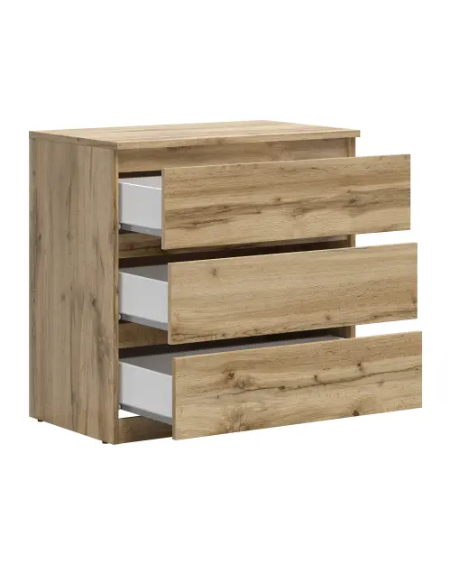 Cómoda Tetrix 75 cm con 3 cajones roble wotan