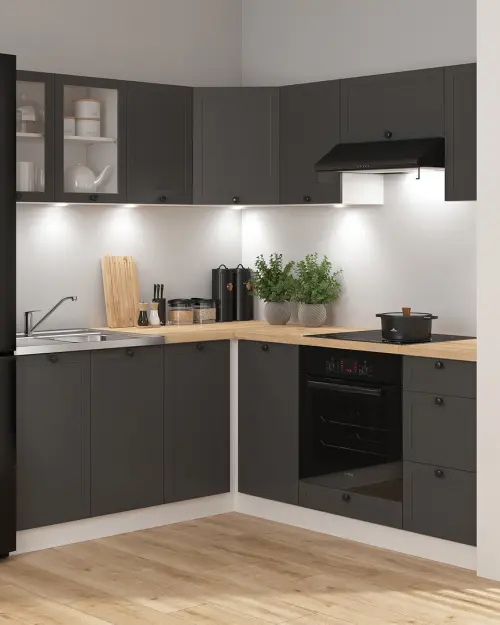 Conjunto de cocina de esquina Junona Line 180x200 grafito sin encimera