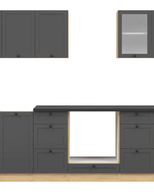 Conjunto de cocina Junona Line 260 cm grafito con encimera