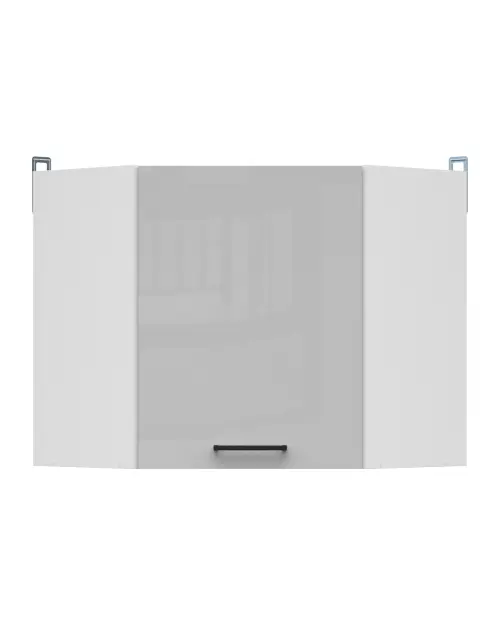 Armario de cocina superior Junona Line 60 cm de rincón izquierda/derecha gris claro brillo