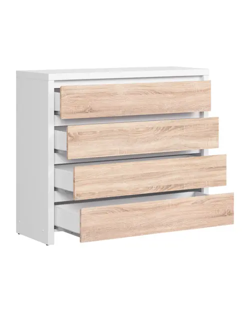 Cómoda Kaspian con 4 cajones roble sonoma/blanco