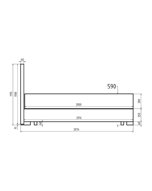Континентальная кровать Reve 180x200 с ящиком серая