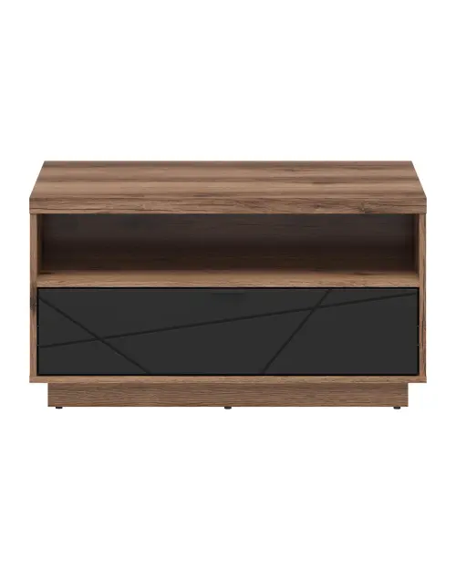 Mesa de centro Forn 90x60 con cajón roble delano oscuro/negro mate