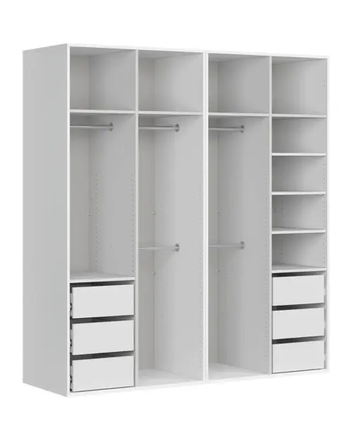 Armario modular Flex 200 cm con puertas y espejo blanco brillo