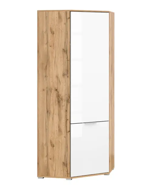 Armario de esquina Zele 78x78 cm roble wotan/blanco brillo