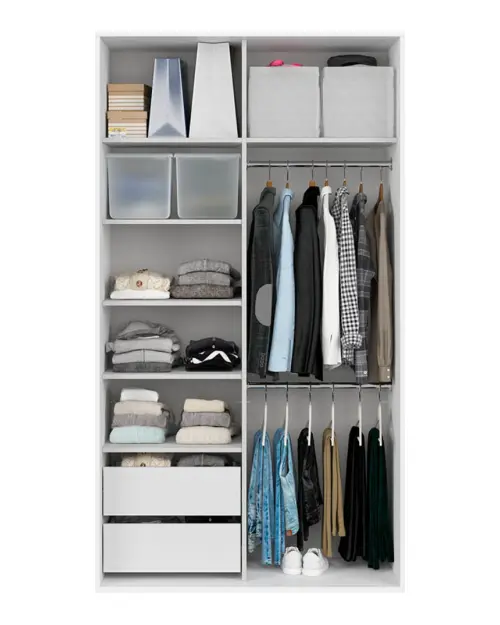 Armario de puertas correderas Flex 120 cm con espejo blanco brillo