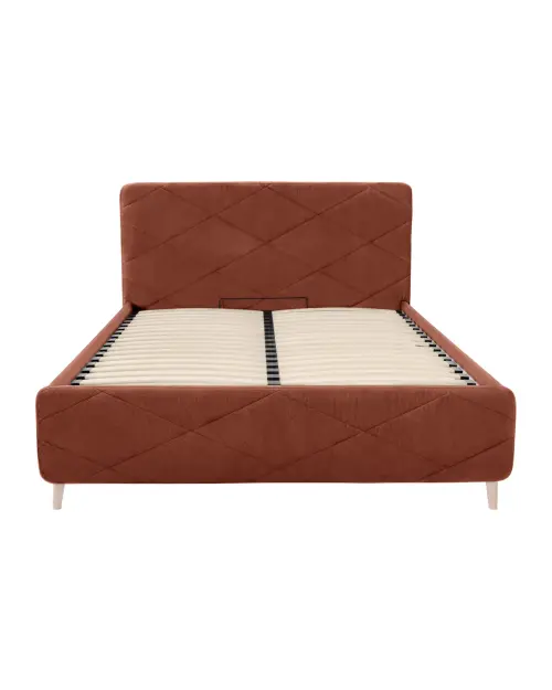 Upholstered bed Bondo 140x200 with storage and frame orange