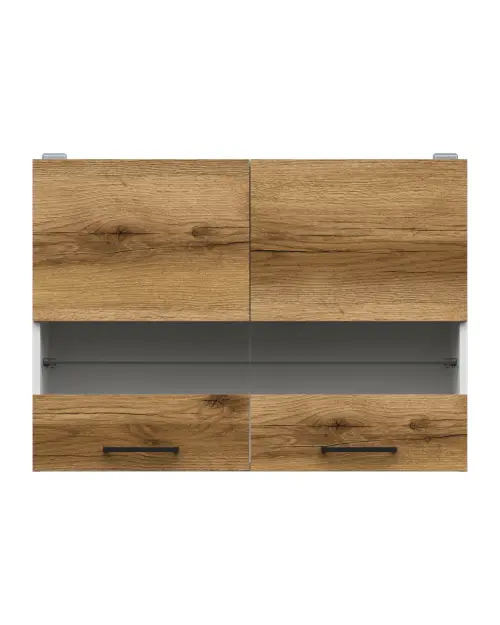 Armario de cocina superior Junona Line 80 cm de dos puertas con vitrina roble delano claro
