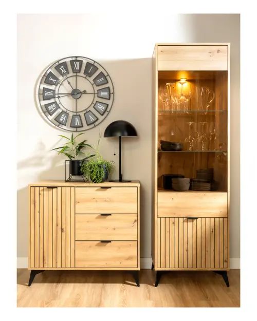 Vitrina alta Lamea 60 cm con puertas roble artisan