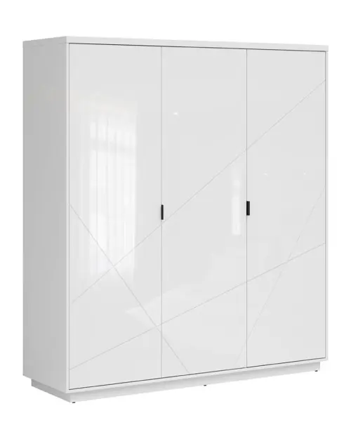 Armario de tres puertas Forn 180 cm blanco alto brillo