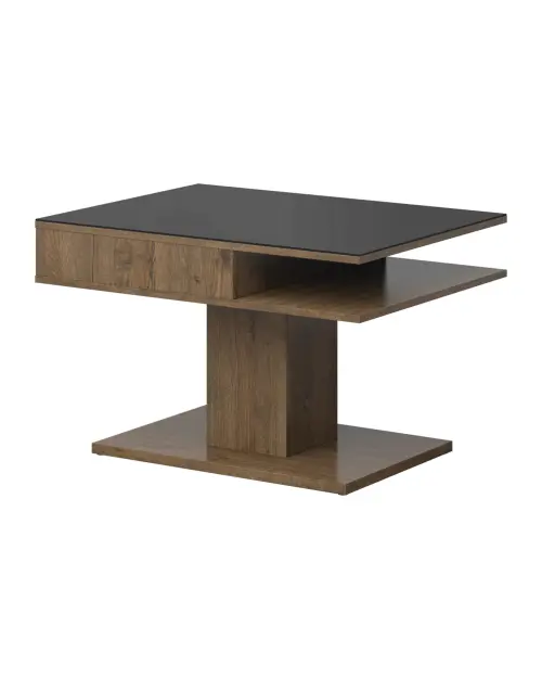 Mesa de centro Campo 80x60 cristal negro/roble april