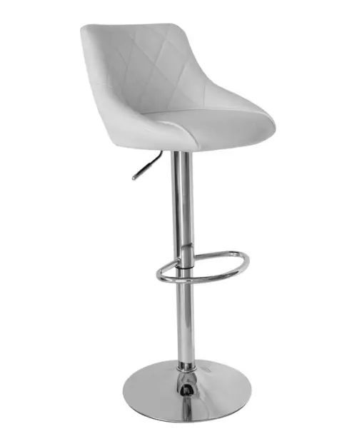 Taburete tapizado Tomi giratorio y regulable blanco