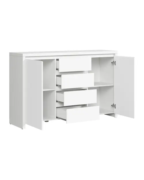 Cómoda Kaspian 144 cm con 2 puertas y 4 cajones blanca