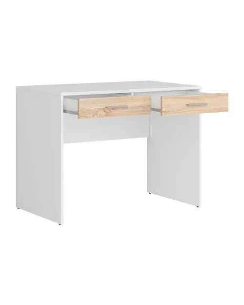 Escritorio Nepo Plus 100 cm con 2 cajones blanco/roble sonoma