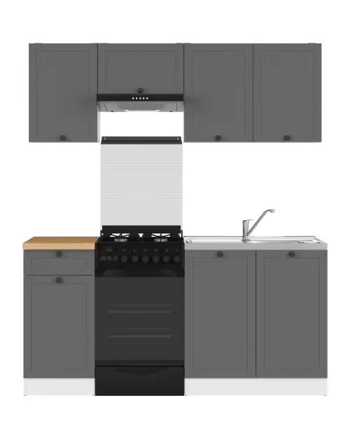 Conjunto de cocina Junona Line 170 cm grafito con encimera
