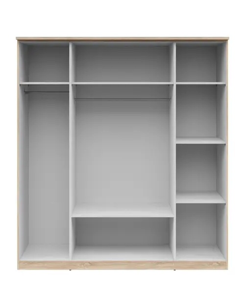 Armario de cuatro puertas Kredo 181 cm con espejo y cajones roble sonoma