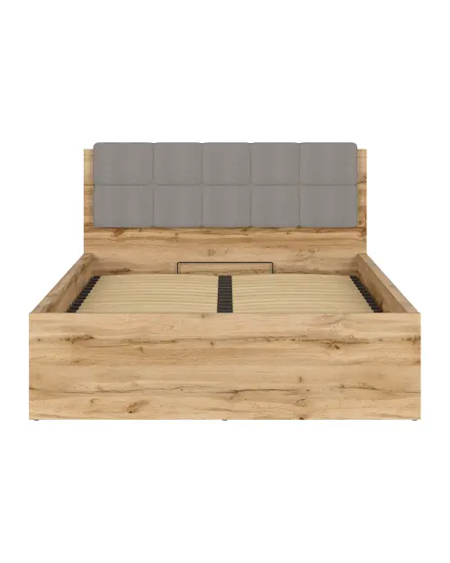 Cama Tetrix 140x200 con somier y contenedor roble wotan