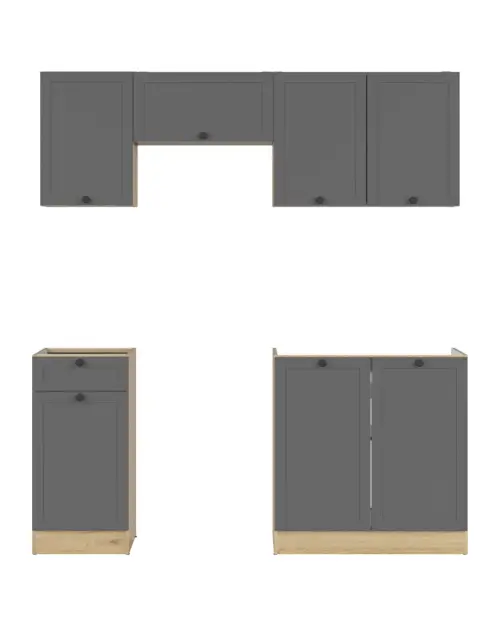 Conjunto de cocina Junona Line 180 cm grafito sin encimera