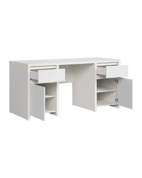Escritorio Kaspian 160 cm con 2 puertas y cajones blanco
