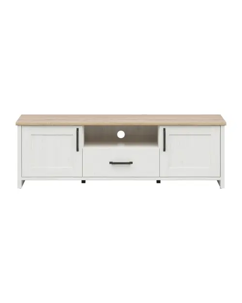 Mueble RTV Loksa 160 cm con 2 puertas y un cajón pino andersen blanco