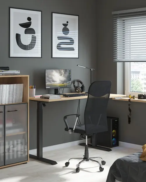 Estantería Space Office 80 cm con 2 puertas y estante roble artisan