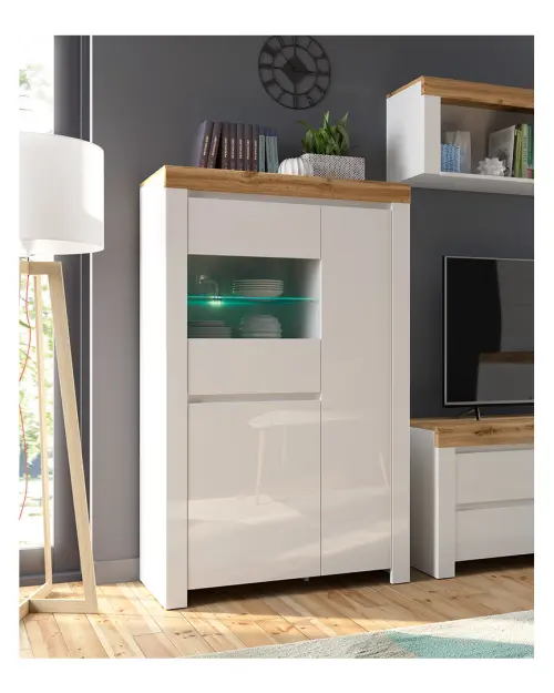 Vitrina Holten 98 cm con 3 puertas blanco brillo