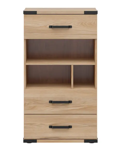 Cómoda Lara 60 cm con 3 cajones y estantes fresno belarus