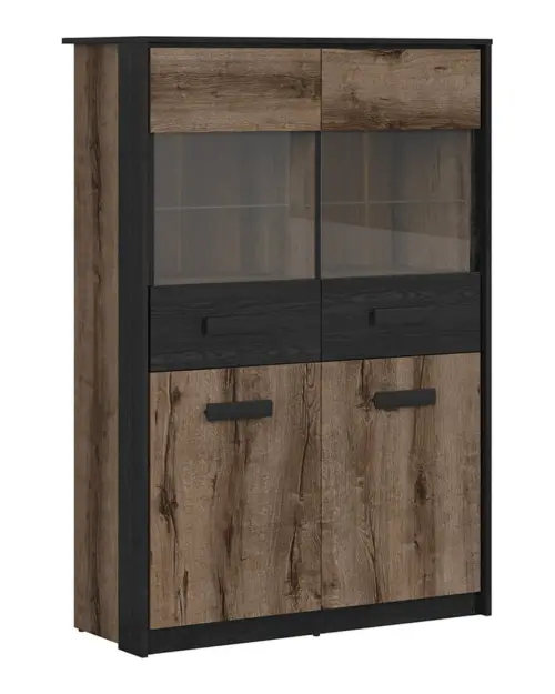 Vitrina Kassel 100 cm con 4 puertas roble monastery